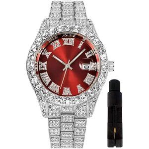 Hip Hop Watches for Men Iced-Out Bling Diamond Luxury Quartz Watches with Date